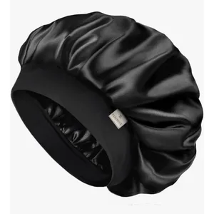 Yanibest Butter-Satin Bonnet Black Silk Sleep Cap Hair Care Frizz Control NEW thumbnail 1