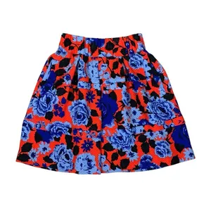 Anthropologie HD In Paris Lyanna Red Blue Floral A Line Mini Skirt Statement XS thumbnail 2