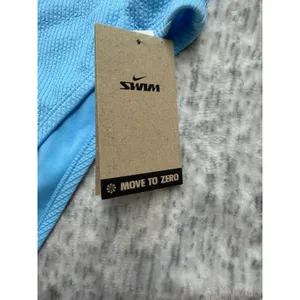 Nike Swim Women Light Blue Textured High Waist Bikini Bottom NESSD234‎ L thumbnail 3