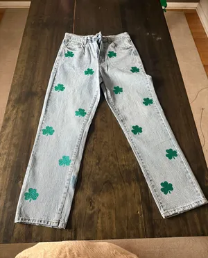 St Patrick’s Day Shamrock Jeans Green Size 4 thumbnail 1