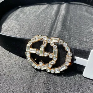 💎 NWT Interlocking Monogram Logo Crystal Metal Belt Buckle & Vegan Leather Belt 💎 thumbnail 5