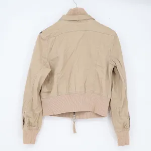Ecko Red Womens Tan Khaki Utility Bomber Jacket Cropped Cotton Size L thumbnail 9