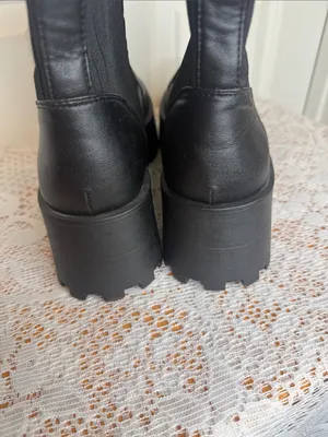 Azalea Wang Kennedy knit top faux leather zip up Platform Boots sz 7.5 thumbnail 6