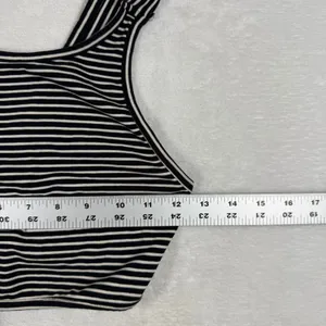 Brandy Melville Womens Striped‎ Cropped Tank Top Black White Scoop Neck XS thumbnail 3
