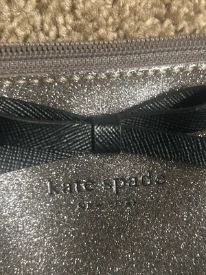 Kate Spade Sparkle Bow Tote Bag in Silver glitter tote thumbnail 6