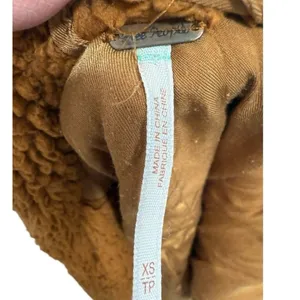 Free People Womens Teddy Peacoat Rust Orange Faux Fur Sherpa Jacket Size XS thumbnail 2