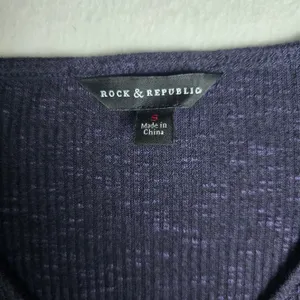 Rock‎ & Republic 53R Womens Purple Ribbed Faux Wrap Long Sleeve V-Neck Top Small thumbnail 2