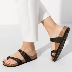Birkenstock Women's Mayari Birkibuc Sandals Pebbled 38 Brown Black thumbnail 1