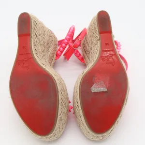 Christian Louboutin Neon Pink Studded Espadrille Wedge Sandals 38 thumbnail 12