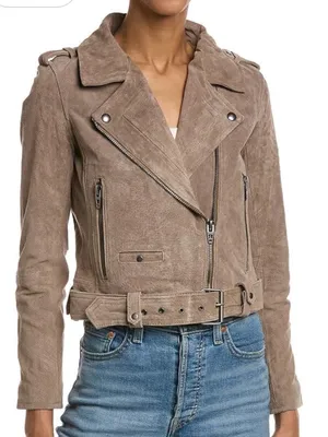 Blank NYC Brown Genuine Suede Moto Biker Jacket size M thumbnail 1