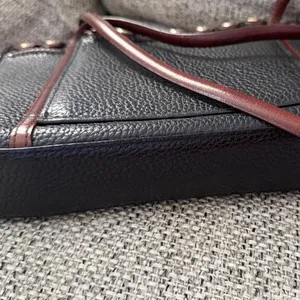 Black Leather Brighton Jagger Purse Silver Heart Details Great Condition Y2K VTG thumbnail 9