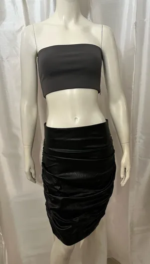 ZARA NWT Gray Strapless Tube Crop Top Size Small | Bandeau Stretch Ribbed thumbnail 1