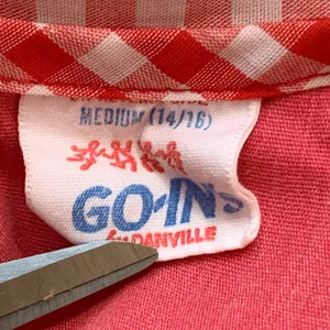 Vintage Red Gingham Smock Dress Peter Pan Collar Pockets Picnic Cottage Midi thumbnail 8