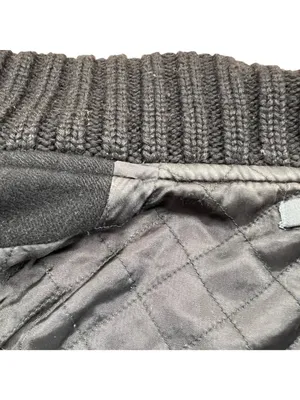 John Varvatos Cropped Pea Coat Knit Sleeves Black Women Size Small Military Punk thumbnail 9