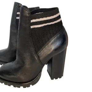 Schutz Black Leather Sock Top Lug Chunky Boots Size 6B thumbnail 6