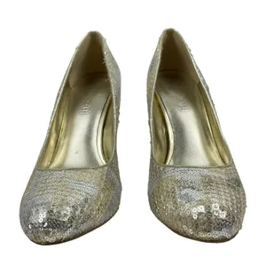 Aldo Glicken Sequins Glitter Pumps Metallic Gold Silver Size 39 thumbnail 3