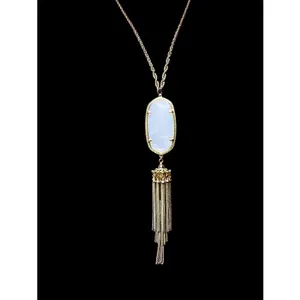 Kendra Scott Rayne Mother of Pearl Gold Tone Tassel Necklace 30" Rope Chain‎ thumbnail 2