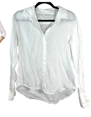Reformation Long Sleeve White Linen Button Blouse Size XS thumbnail 1