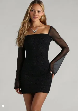 Windsor Shining Gem Glitter Long Sleeve Mini Dress thumbnail 1