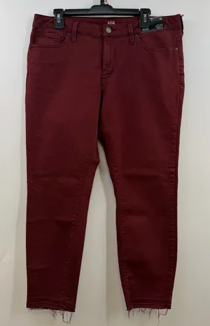 a.n.a Skinny Ankle Jeans 16 Burgundy Mid Rise Raw Hem Stretch NWT thumbnail 1