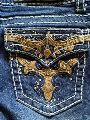 Premier emblished low rise distressed dark wash bootcut denim jeans 3/4 grunge thumbnail 13