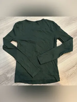 Zara Long Sleeve Henley‎ Top in Dark Green - Women thumbnail 4