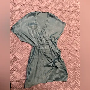 Zara | Dresses | Zara Sea Green Satin Effect Mini Dress Size‎ S thumbnail 4