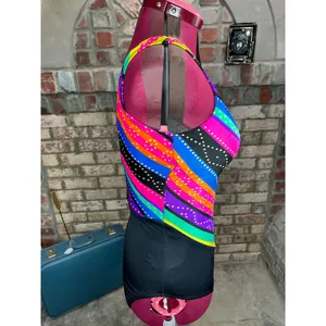 one piece swimsuit Sun streak Vintage 1990s pink purple green blue thumbnail 9