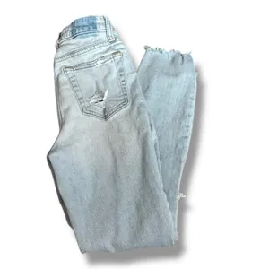 Abercrombie & Fitch Simone High Rise Slim Jeans Distressed Light Wash Raw Hem 25 thumbnail 2