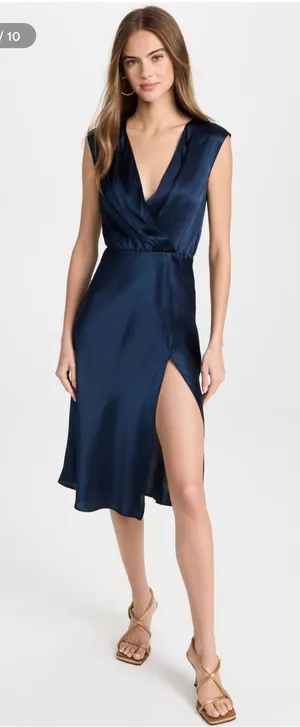 NWT Amanda Uprichard Matthew’s dress, navy blue “ink” 100% silk size XS thumbnail 1