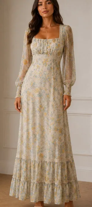 Vintage Gunne Sax 1970s Floral Prairie Maxi Dress Size Small thumbnail 1