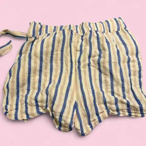 Cream and blue striped shorts thumbnail 2