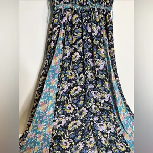 Free People Dance with Me Ruched Gathered Front Cute Ties Maxi Dress Size Small thumbnail 6