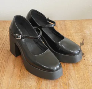 ASOS Women's Size 9 Black Platform Mary Jane‎ Block Heel Shoes Whimsigoth Retro thumbnail 1