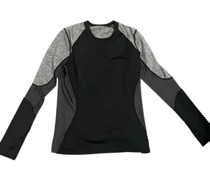 SHE Outdoor Black and Gray Long Sleeve Athletic Shirt with Thumb Holes thumbnail 1