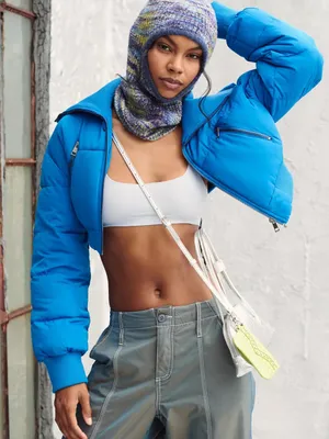 Urban Outfitters Vibrant Blue UO Lily Crop Puffer Jacket Size Small thumbnail 1