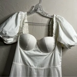 Alamour the‎ Label Katina Poplin Bustier Puff Sleeves Ruffle White Midi Dress thumbnail 6