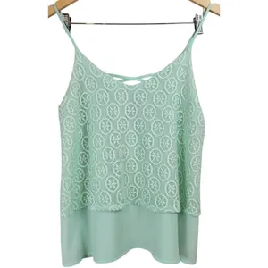 Alya Womens Small Mint Green Lace Layered Cami Spaghetti Strap Top‎ thumbnail 2