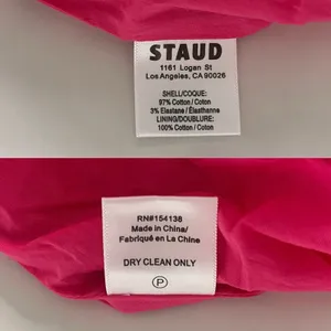 STAUD Laelia Mini Dress Peony Pink Poplin Size XS thumbnail 6