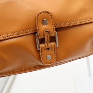 Nine West Shoulder Bag Womens Medium Tan Faux Leather Multi Pocket Satchel Good thumbnail 5