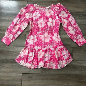 NWT Pink Loveshackfancy Floral Cotton Silk Teyana Mini Dress Holiday Sun Fuschia thumbnail 6