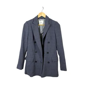 NWOT Wilfred by Aritzia Margaux Oversized Plaid Blazer Blue/Grey Size 0 thumbnail 3