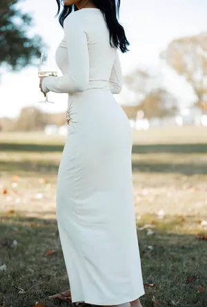 Nude Maxi Dress White thumbnail 2