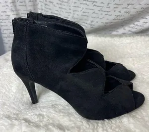 IMB suede black boot shoes with peep hole size‎ 7 thumbnail 1