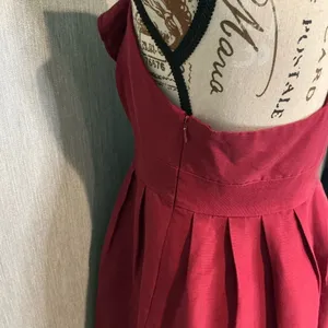 Annie Griffin Deep Red Midi Dress with Ruffle Detail Size 6 thumbnail 4