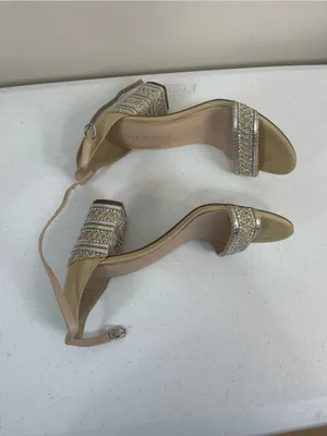 Kelly & Katie Beige Ankle-Strap Sandals with Beaded Trim thumbnail 3