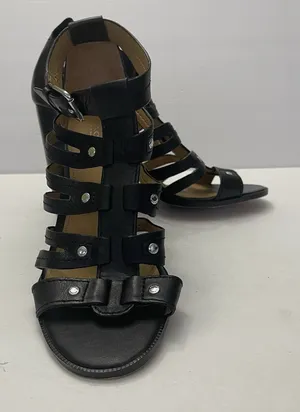 Coach Ginny‎ Gladiator Black Leather Heels Sandals Womens 9.5 B Strappy Studded thumbnail 1