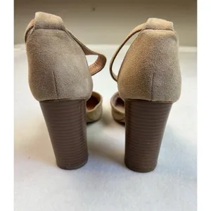 Ree‎ Tan Suede Block High Heel Shoes Ankle Strap Buckle Size 8 thumbnail 7