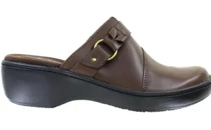 Women's Clarks Delana‎ Misty Dark Brown Leather Mule Clogs Size 11 thumbnail 1