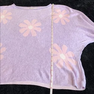 Ekouaer Purple Floral Knit Lounge Set Long Sleeve Top Shorts 2-Piece Medium thumbnail 5